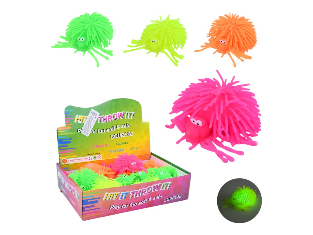 Игрушка антистресс паук, свет, на батарейках, 4 цвета (цена за 1 шт)