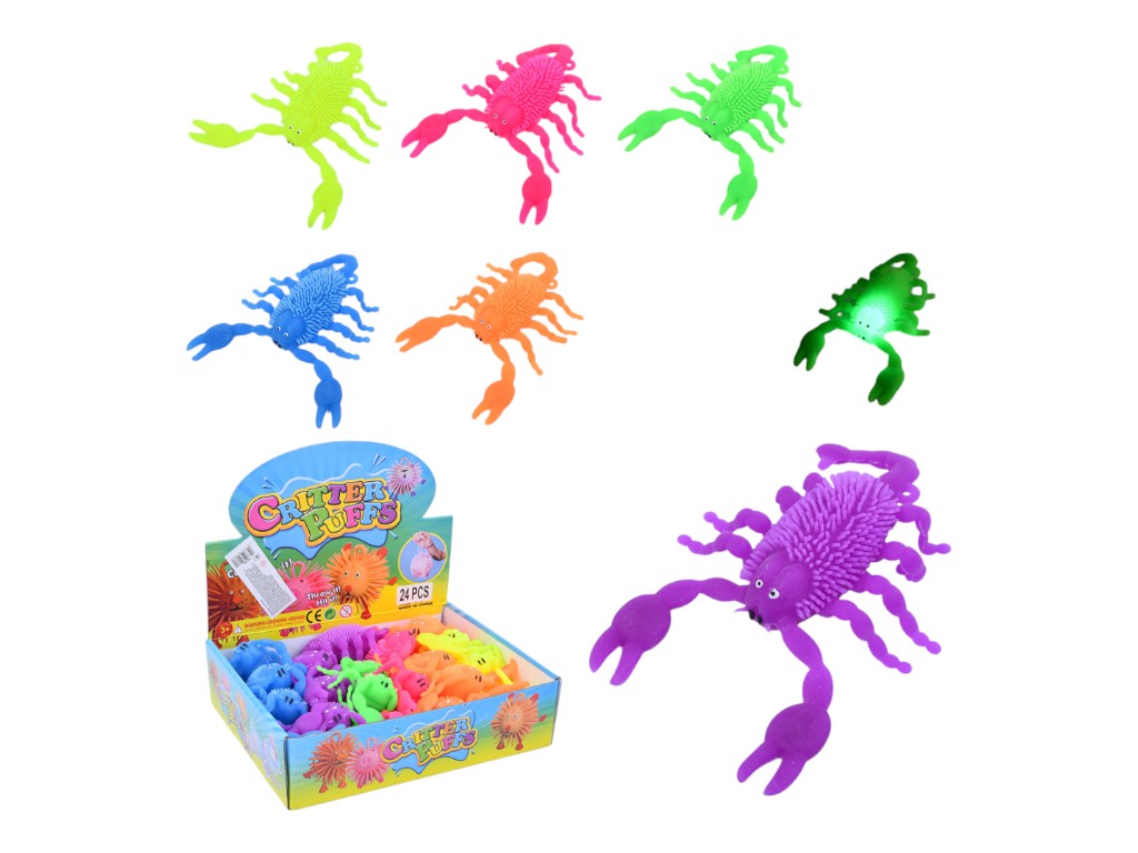 Игрушка антистресс скорпион, свет, на батарейках, 6 цветов (цена за 1 шт)