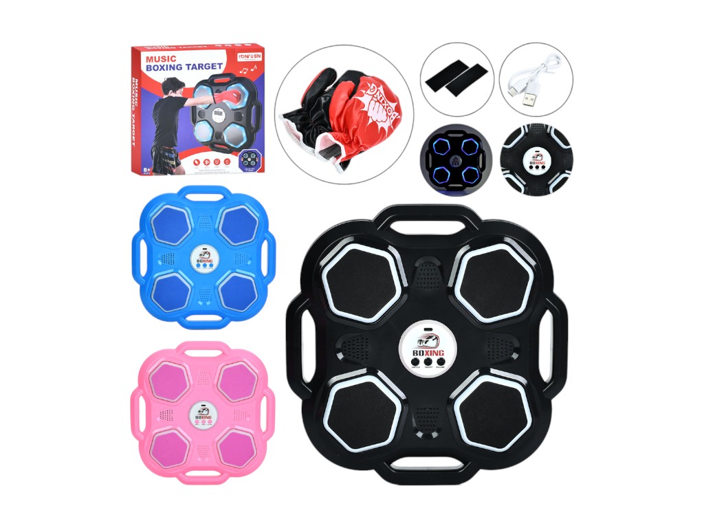 Игрушка настенный боксерский тренажер с Bluetooth, музыкой, светом и перчатками, 3 цвета