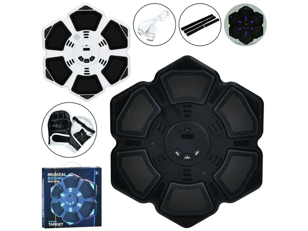 Игрушка настенный боксерский тренажер с Bluetooth, музыкой, светом, перчатками