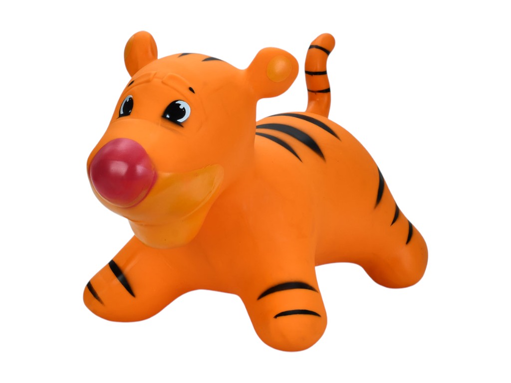 Игрушка прыгун тигр резиновый, ПВХ, оранжевый
