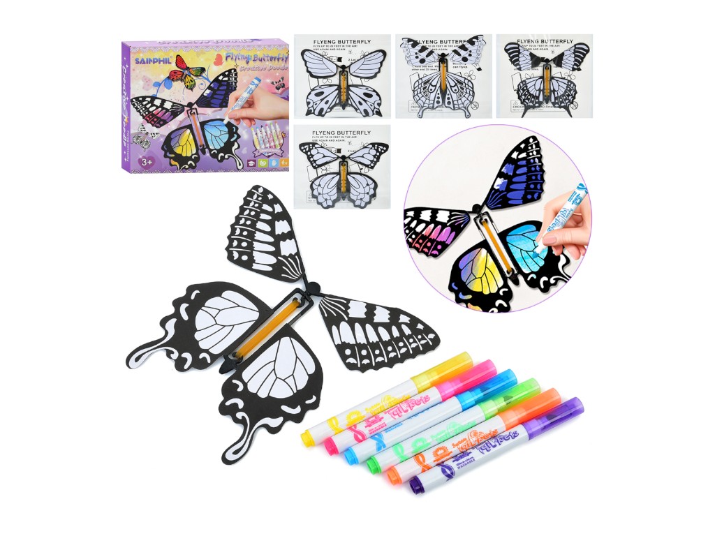 Набір для творчості розмальовка метелики, фломастери, BabyToys SP5501