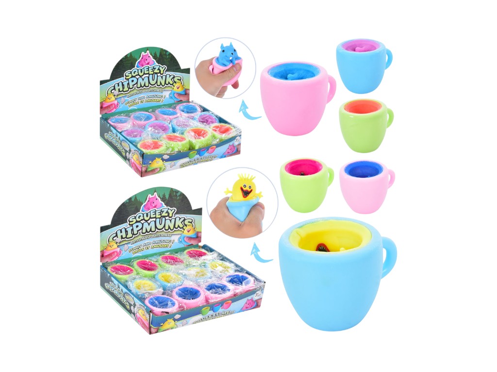Игрушка-антистресс Чипмунк в чашке, 6 цветов (цена за 1шт)