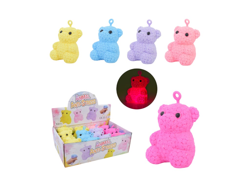 Игрушка-антистресс Медвежонок с подсветкой, 5 цветов (цена за 1шт)