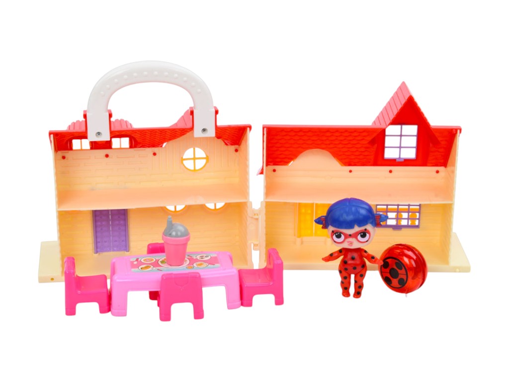 Будинок для ляльок складаний TM532, 30 см, з меблями та лялькою, BabyToys