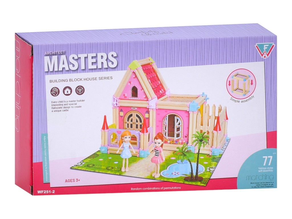 Дом для кукол WF251-2 с фигурками, 24 см, 77 деталей, BabyToys