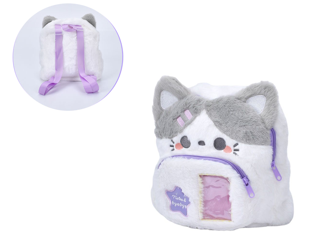 Мягкая игрушка-рюкзак Кот 25×22×9 см, на молнии, с карманом, ТМ Сонечко