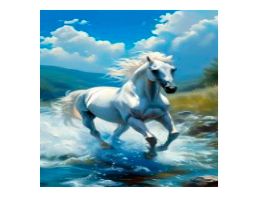 Алмазна мозаїка Білий кінь, 40×30 см