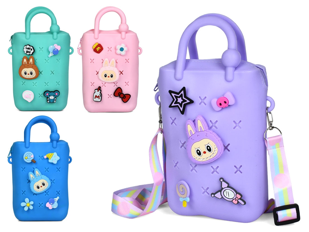 Сумочка детская с декором YG0351, 18 см, 1 отделение, 2 коротких и длинная ручка, 4 вида