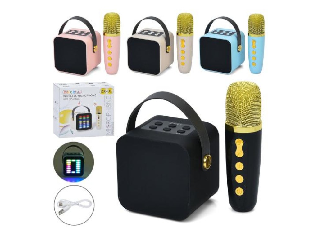Колонка Bluetooth ZX-01, 13,5 см, со светом и микрофоном, аккумуляторная, TFслот,FM,MP3, микс цветов