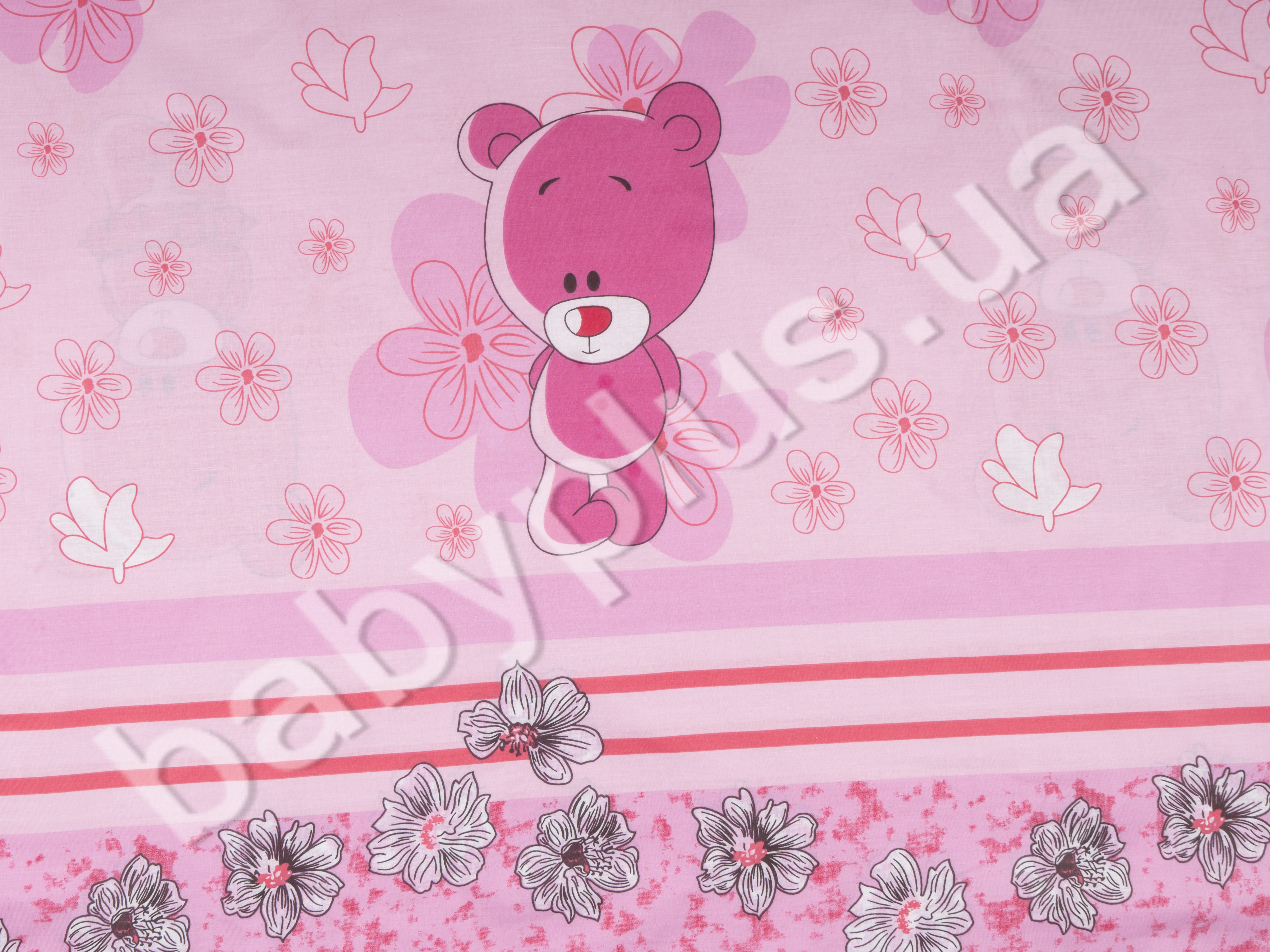 Комплект постельного белья полуторный Мишка розовый. 100% хлопок