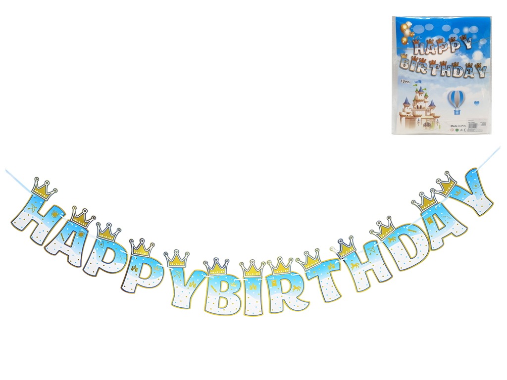 Розтяжка Happy Birthday Корона, 19×12,5 см 10257