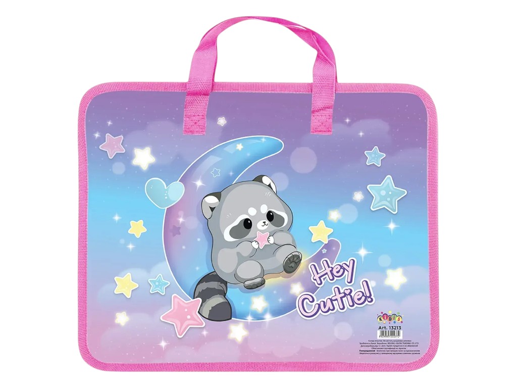 Папка пластиковая с текстильными ручками Raccoon, KIDIS 13213