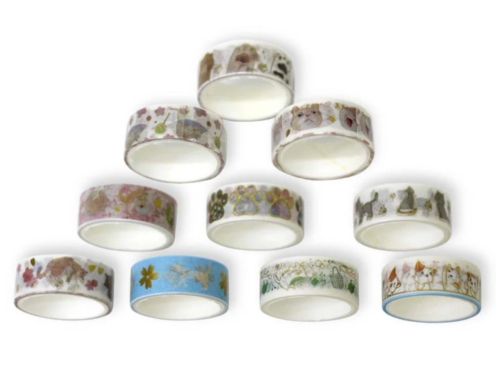 Лента для декора Washi 1328, 1,5 см × 2 м, микс видов (цена за 1 шт)