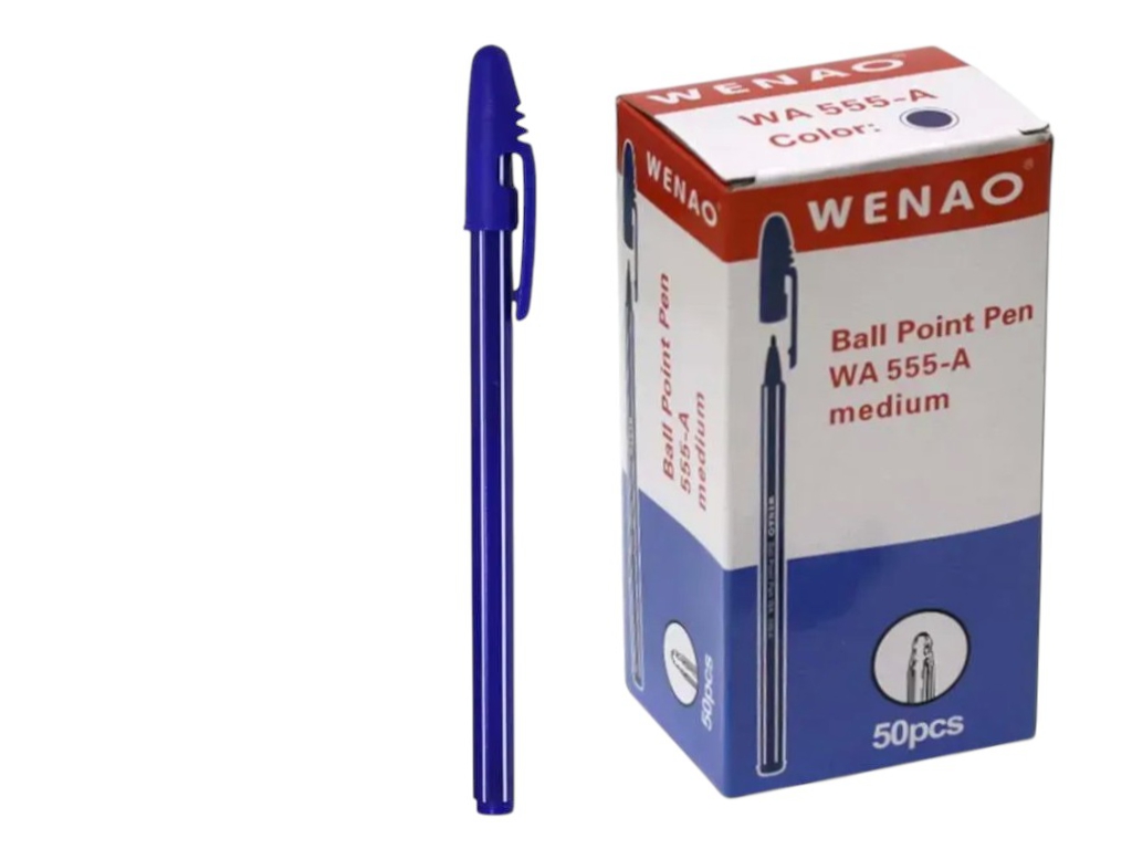 Ручка кулькова синя Wenao 555-P, 0,7 мм (ціна за 1шт)
