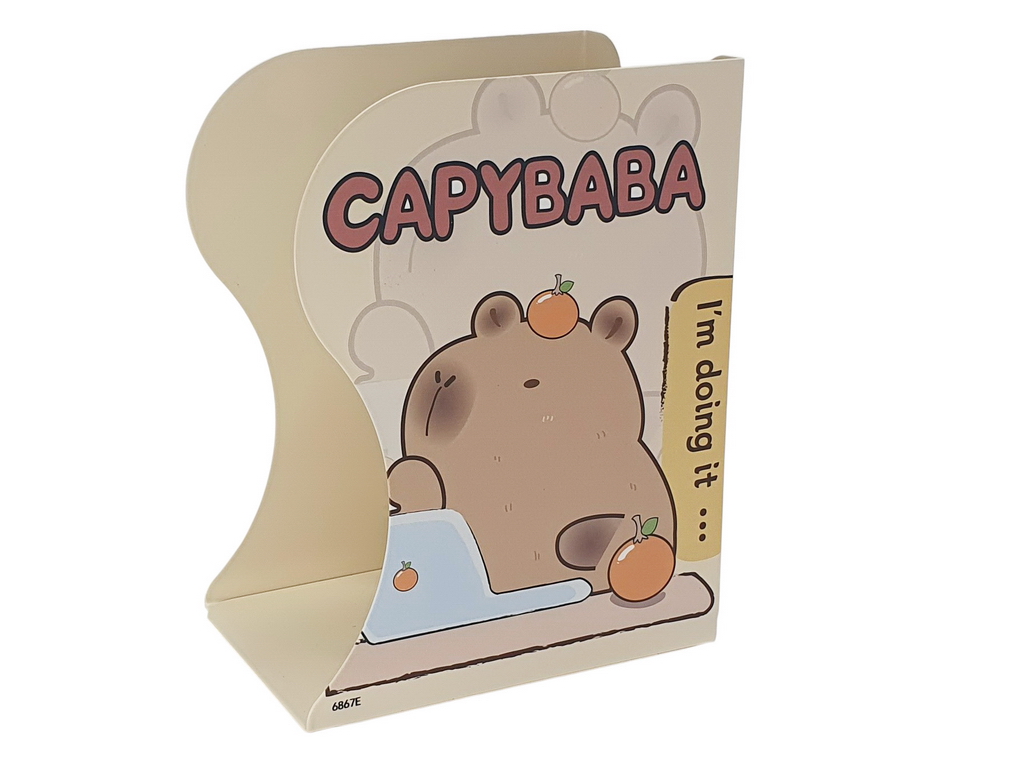 Подставка-держатель для книг металлическая, раздвижная на 3 отделения, Капибара (цена за 1 шт)