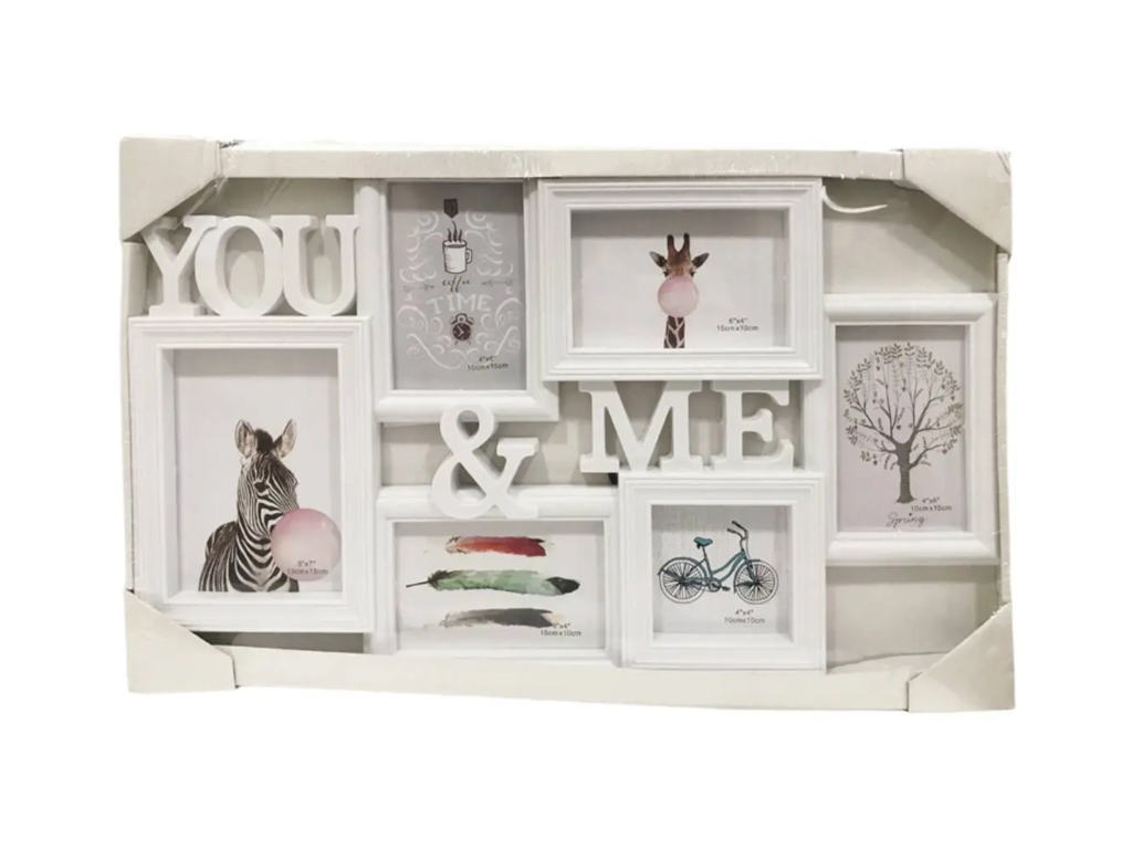 Фоторамка коллаж YOU&ME на 6 фото 57х36см, Белая, BH1702-1