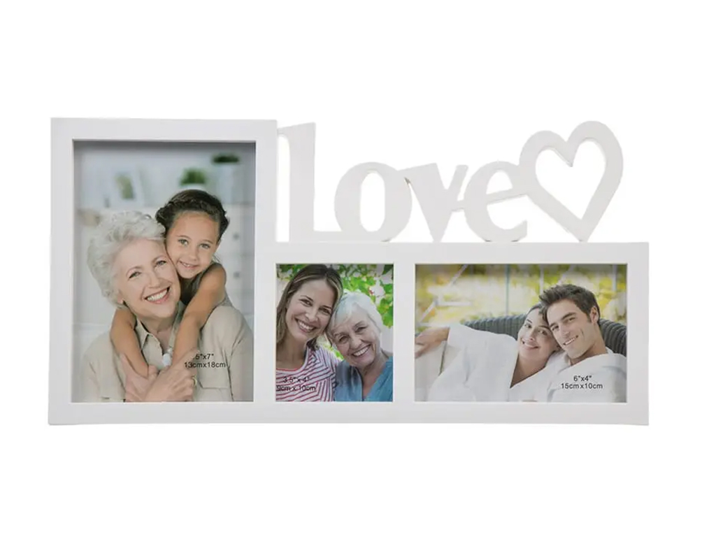 Фоторамка коллаж LOVE на 3 фото 40х20,5см, Белая, GK-15LO