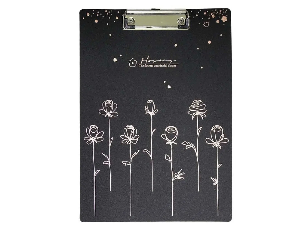 Планшет А4 с прижимом Цветы, 1000 мкм, розовое золото