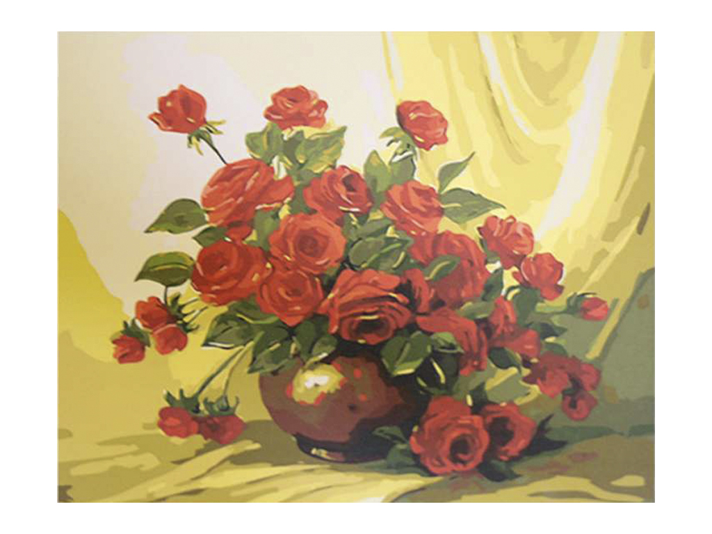 Раскраска по номерам Свежие розы в вазе (BRM33913)