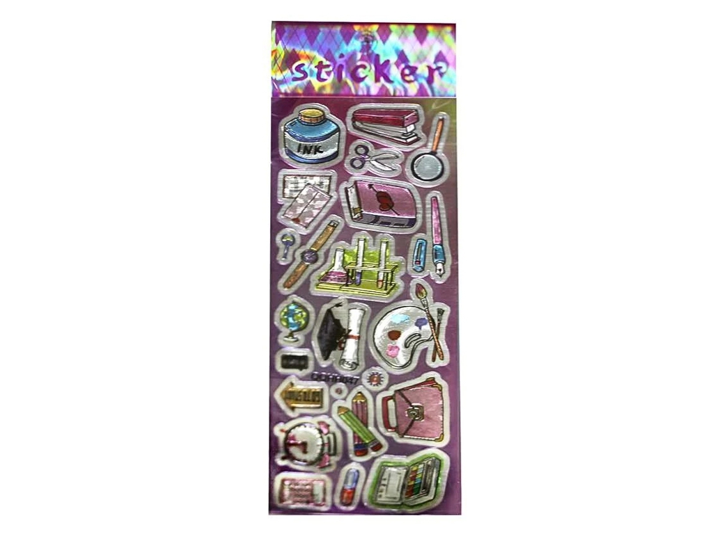 Наклейки пластиковые лазерные Школа, 7×17 см, объемные, QQHH047