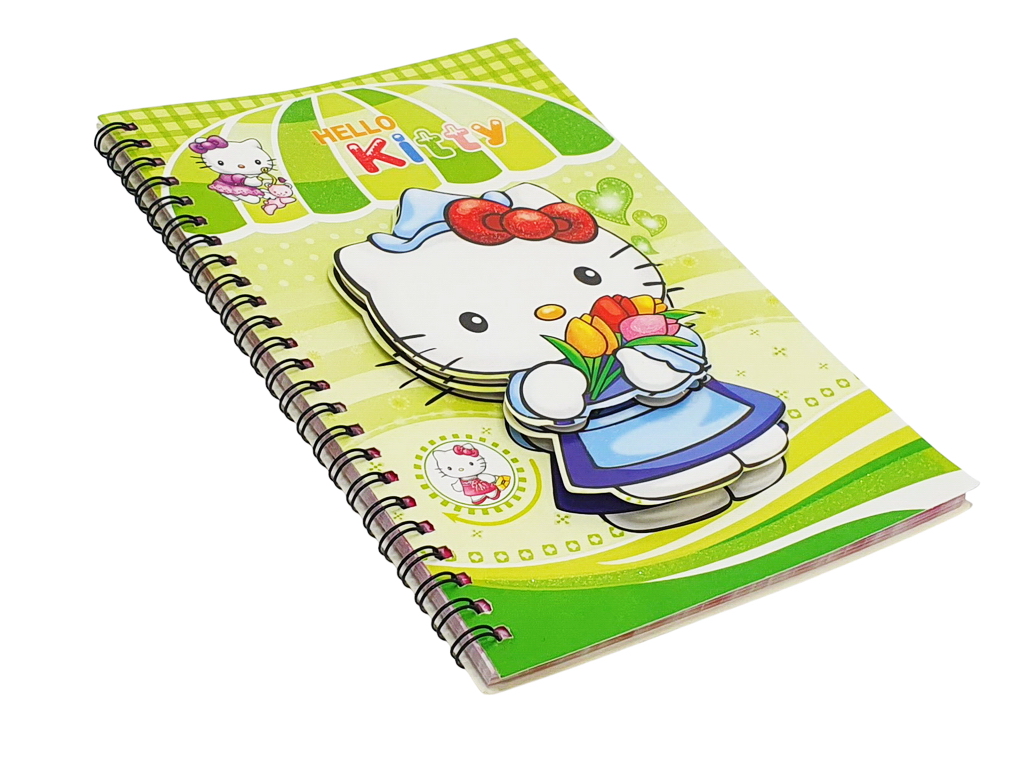 Блокнот А5 Hello Kitty на спіралі 40 аркушів, Об'ємна обкладинка з глітером, X132
