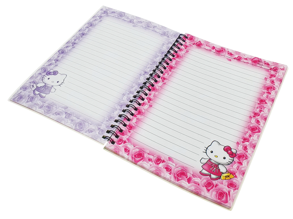 Блокнот А5 Hello Kitty на спіралі 40 аркушів, Об'ємна обкладинка з глітером, X132