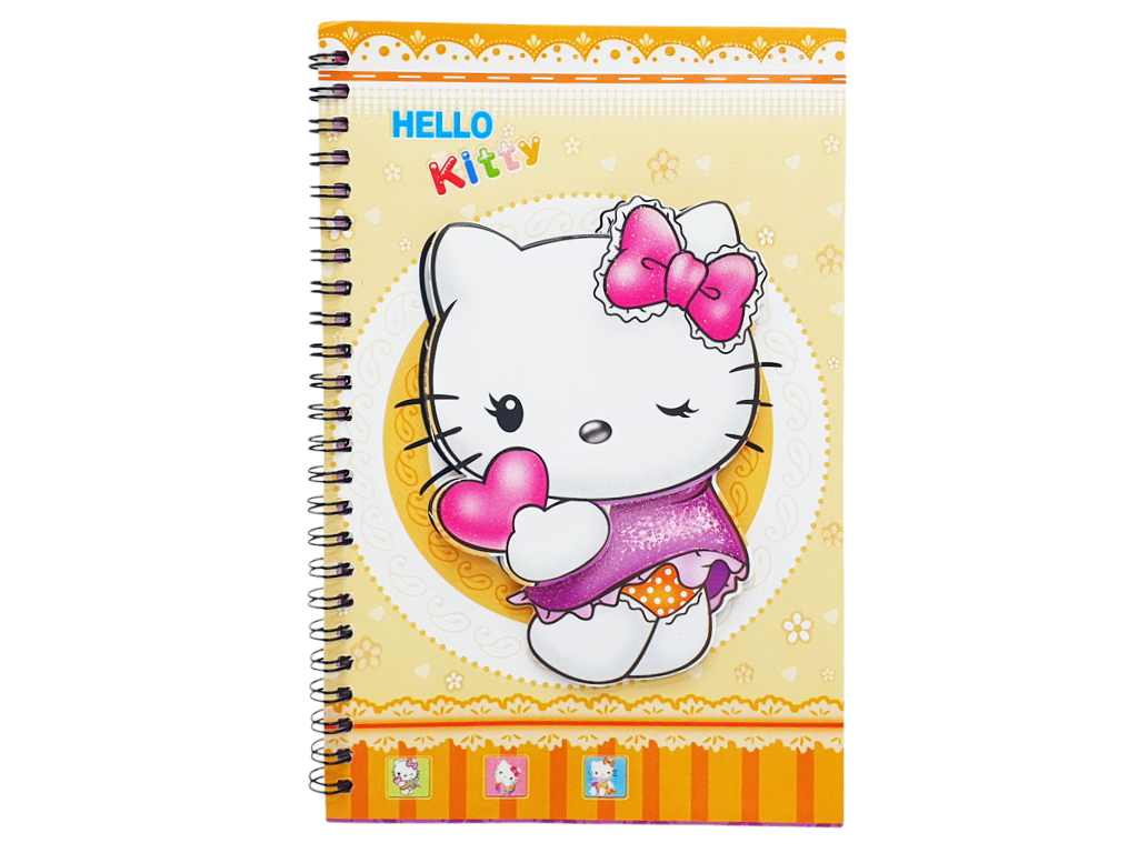 Блокнот А5 Hello Kitty на спіралі 40 аркушів, Об'ємна обкладинка з глітером, X132