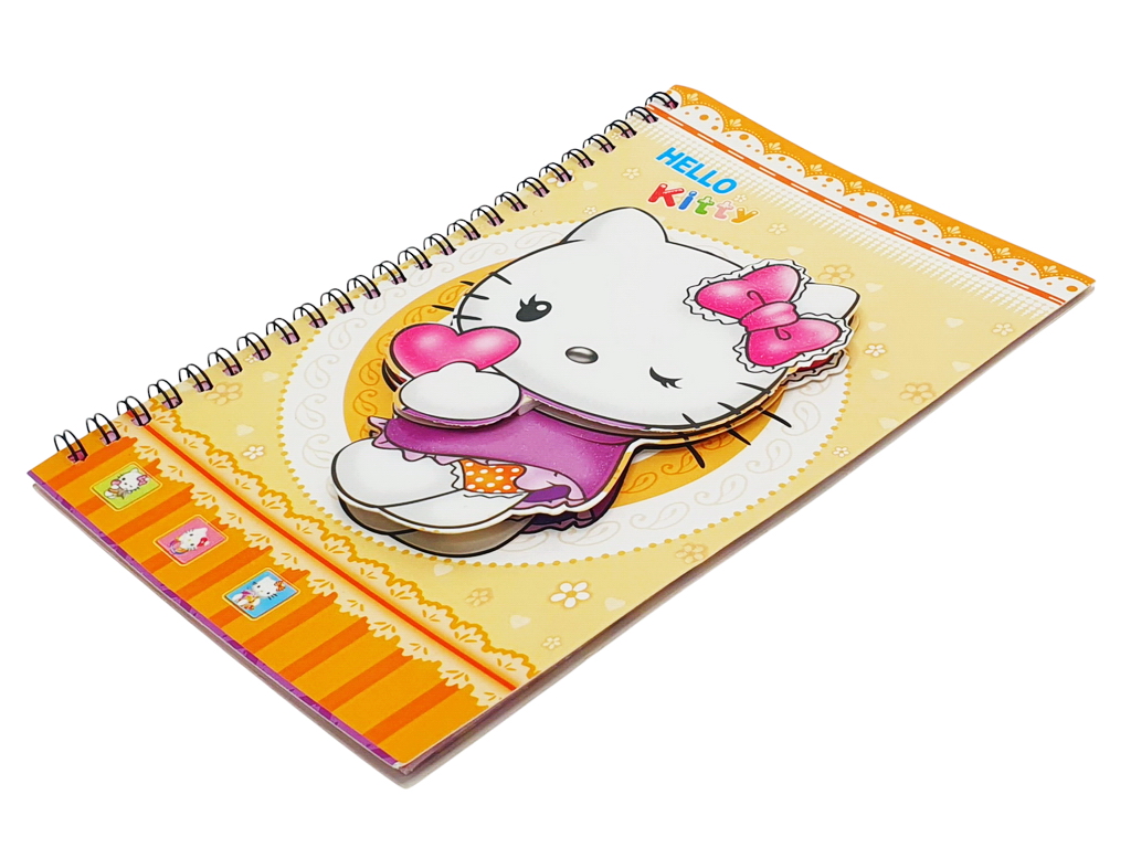 Блокнот А5 Hello Kitty на спіралі 40 аркушів, Об'ємна обкладинка з глітером, X132