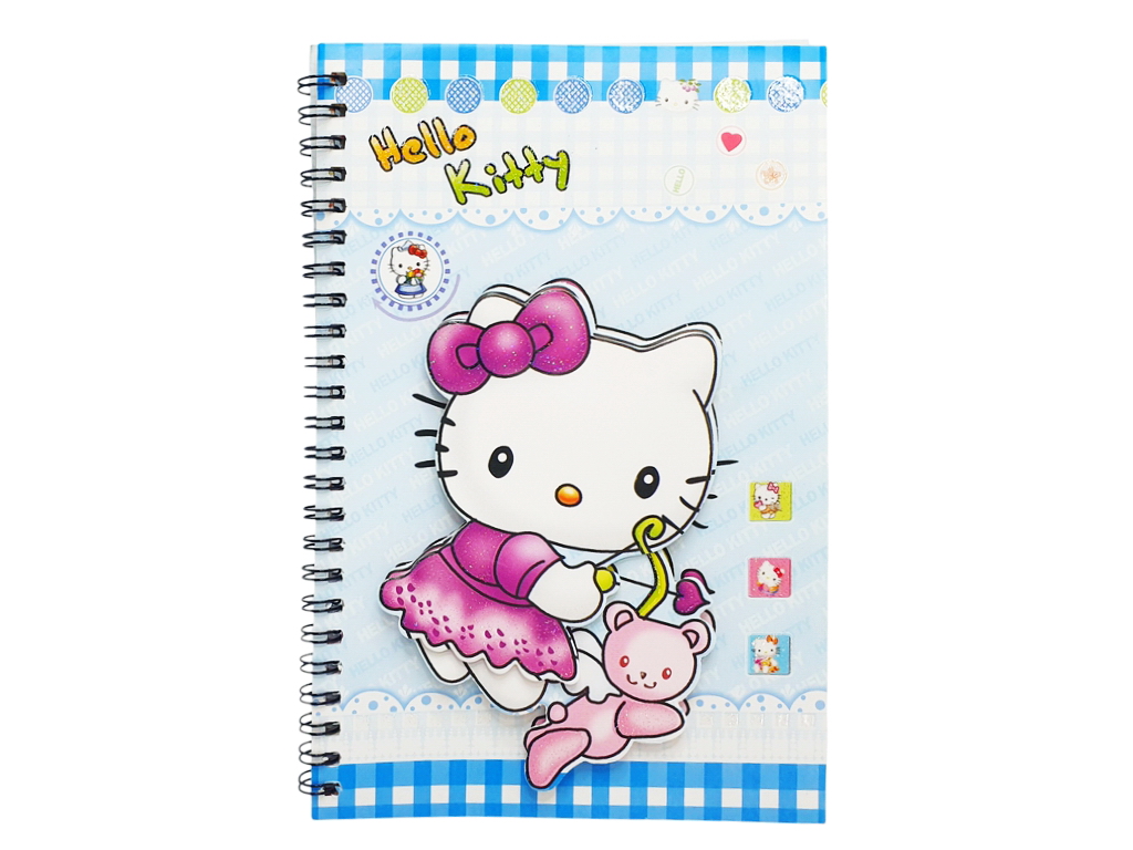 Блокнот А5 Hello Kitty на спіралі 40 аркушів, Об'ємна обкладинка з глітером, X132