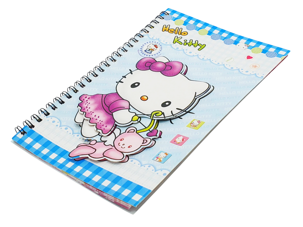 Блокнот А5 Hello Kitty на спіралі 40 аркушів, Об'ємна обкладинка з глітером, X132
