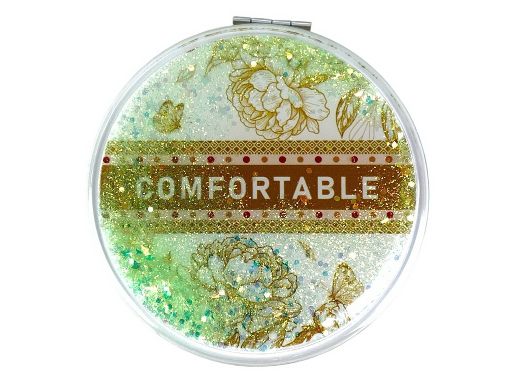 Зеркало карманное круглое Comfortable ZT185-2538L, 7 см, с блестками, микс видов, Comfortable