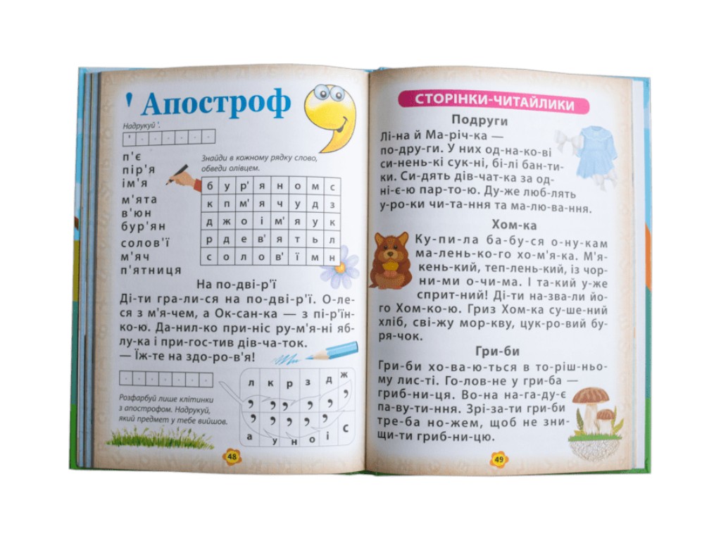 Книга "Буквар", Ласка Карина, Наочні посібники