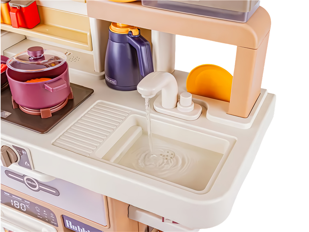 Игровая детская кухня с водой, паром, светом и звуком, 104 предмета