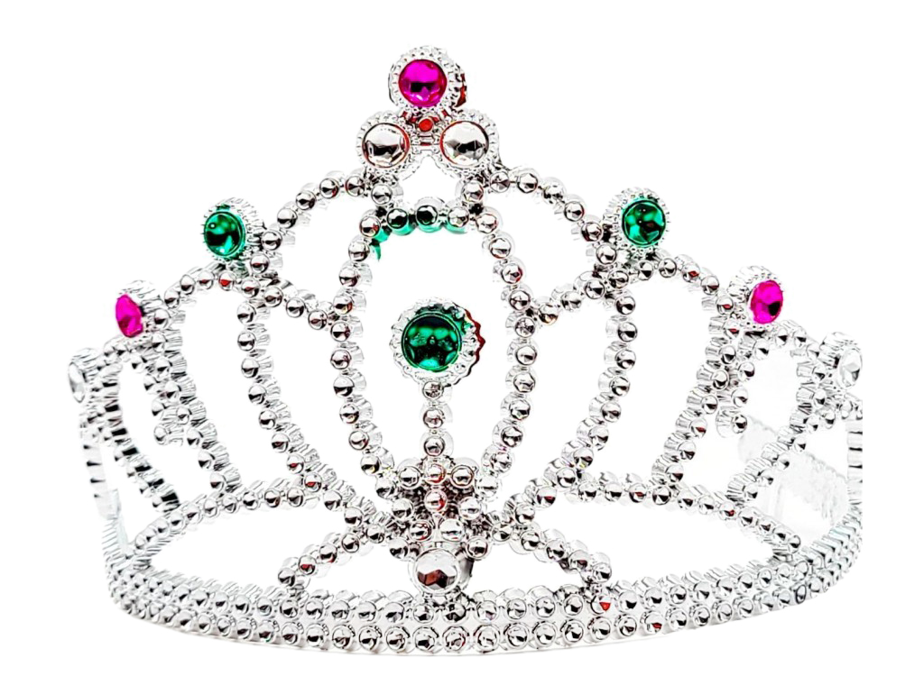 Карнавальна корона з рожевим та зеленим камінням