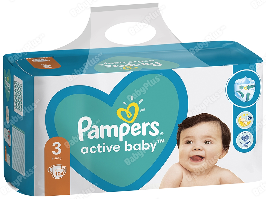 Подгузники детские одноразовые Pampers Active Baby Midi, Размер 3 (6-10 кг), 104шт