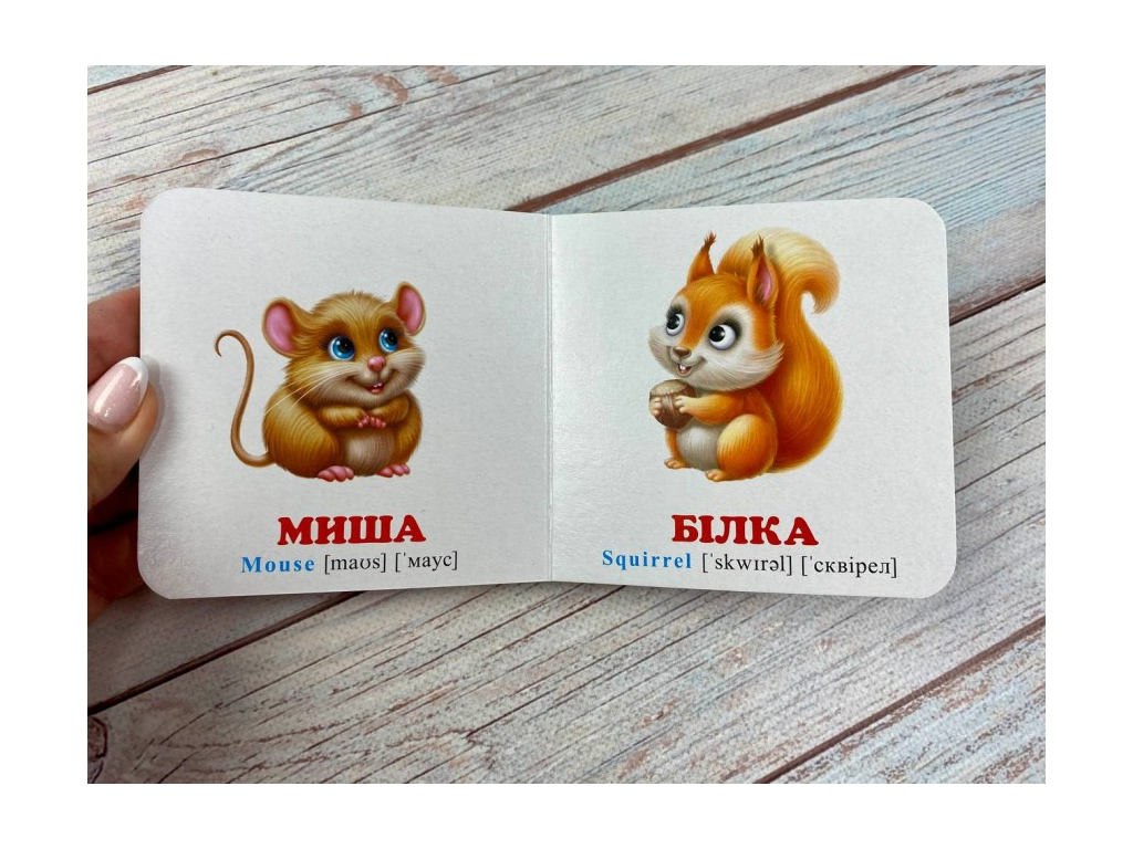 Книга-картонка "Пушистики + английские слова", 1-3 года, Пегас