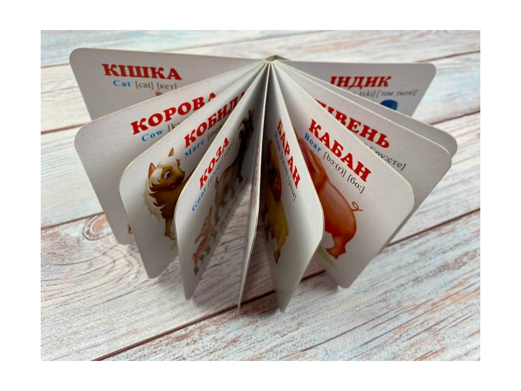 Книга-картонка "Мамы, папы, малыши + английские слова", 1-3 года, Пегас