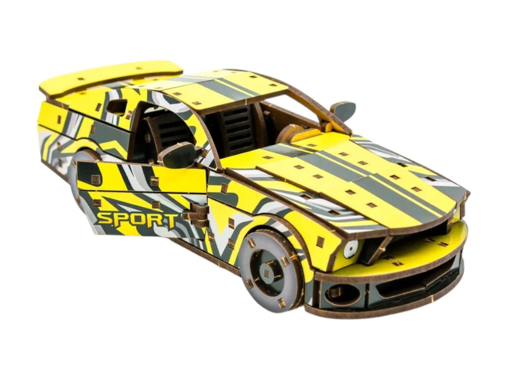 Деревянный 3D конструктор модель автомобиля Muscle Car GT, 24 см, сборная модель, PuzzleOk
