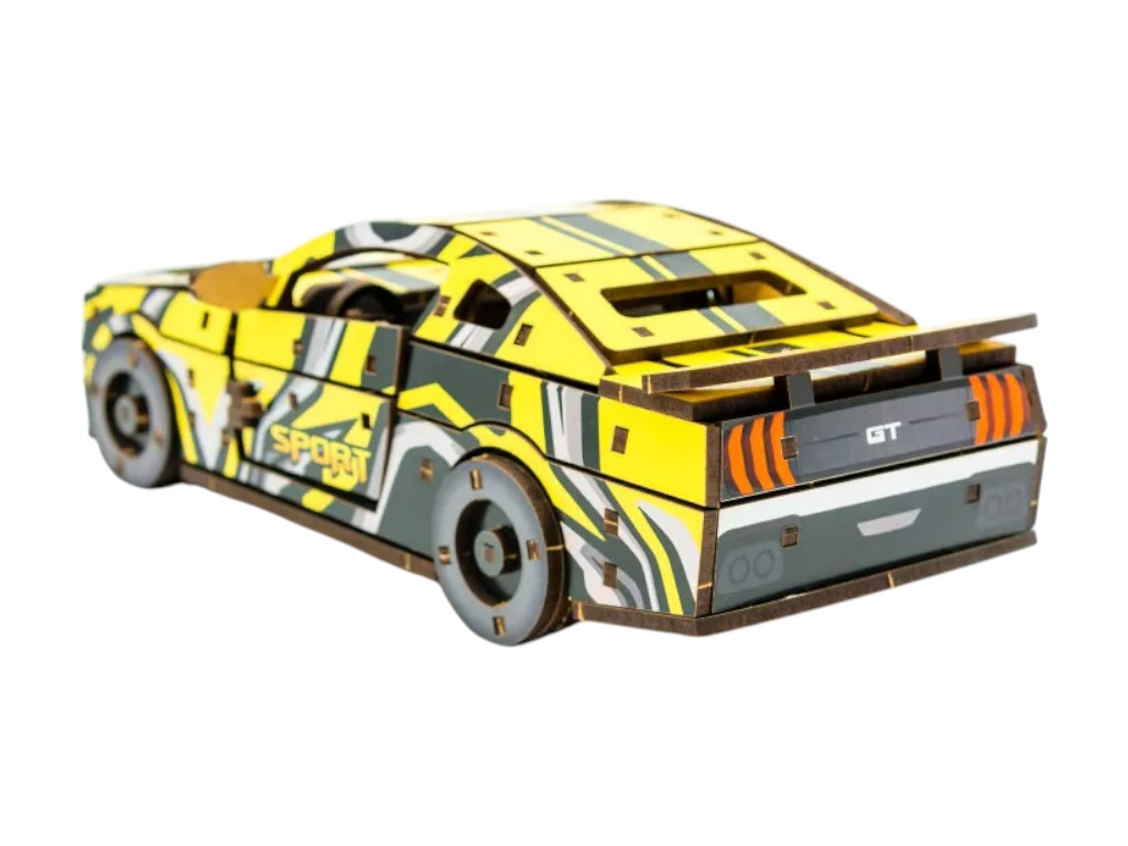 Деревянный 3D конструктор модель автомобиля Muscle Car GT, 24 см, сборная модель, PuzzleOk
