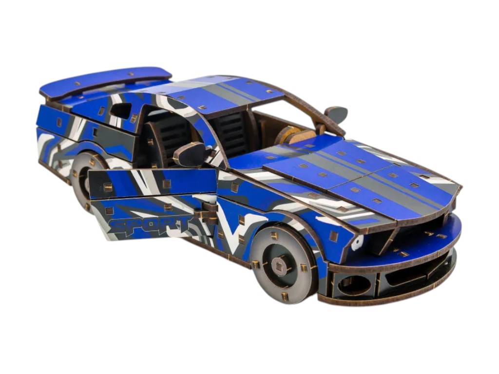 Деревянный 3D конструктор модель автомобиля Muscle Car GT, 24 см, сборная модель, PuzzleOk