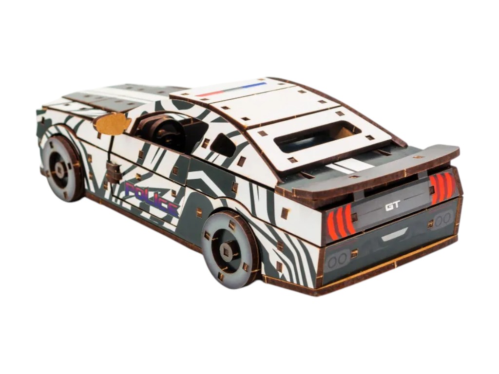 Деревянный 3D конструктор Muscle Car GT, 24х9х7 см, модель авто,162 детали, PuzzleOk