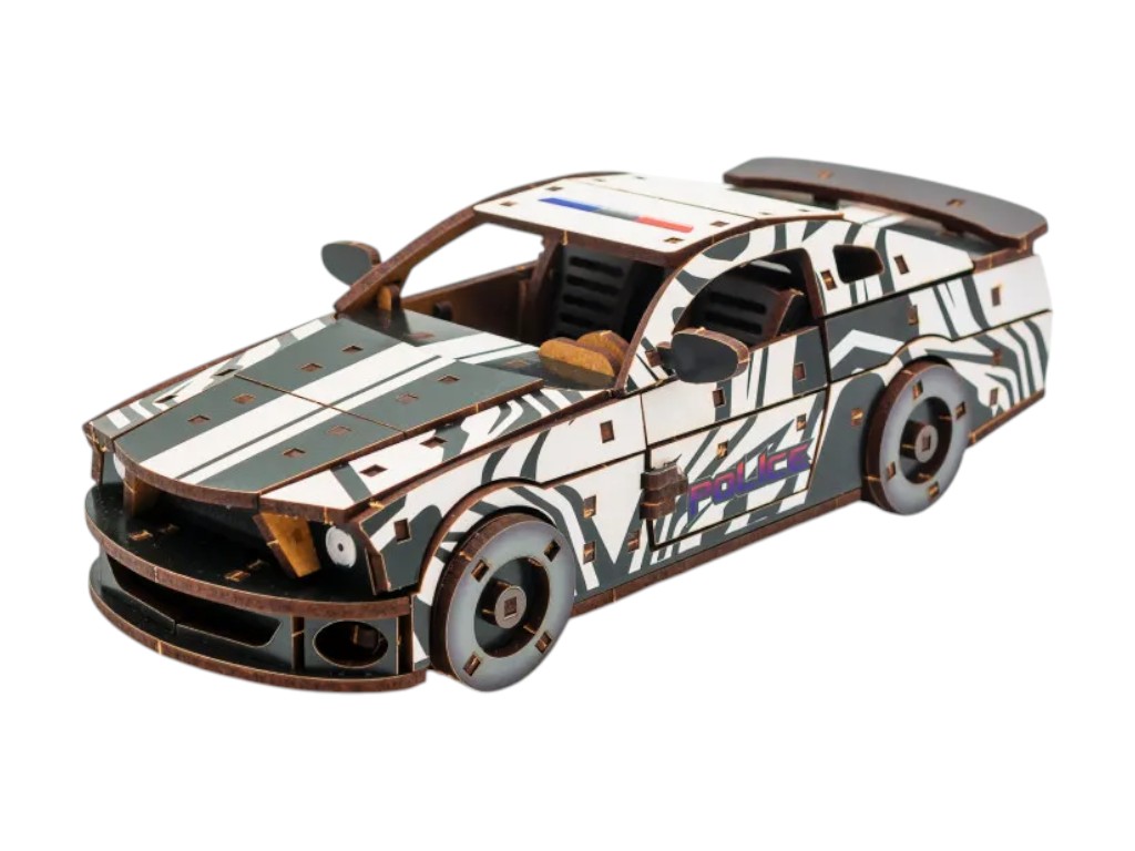 Деревянный 3D конструктор Muscle Car GT, 24х9х7 см, модель авто,162 детали, PuzzleOk