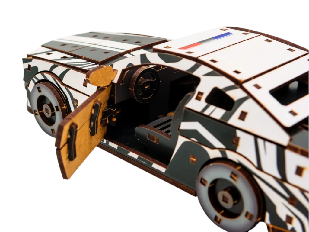 Деревянный 3D конструктор Muscle Car GT, 24х9х7 см, модель авто,162 детали, PuzzleOk