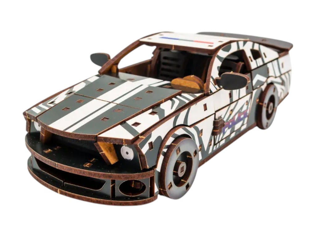 Деревянный 3D конструктор Muscle Car GT, 24х9х7 см, модель авто,162 детали, PuzzleOk