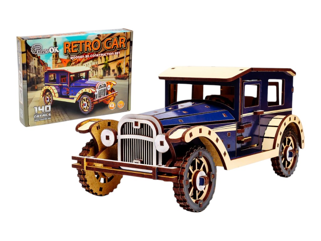 Дерев'яний конструктор Retro Car, PuzzleOk Puz-00955
