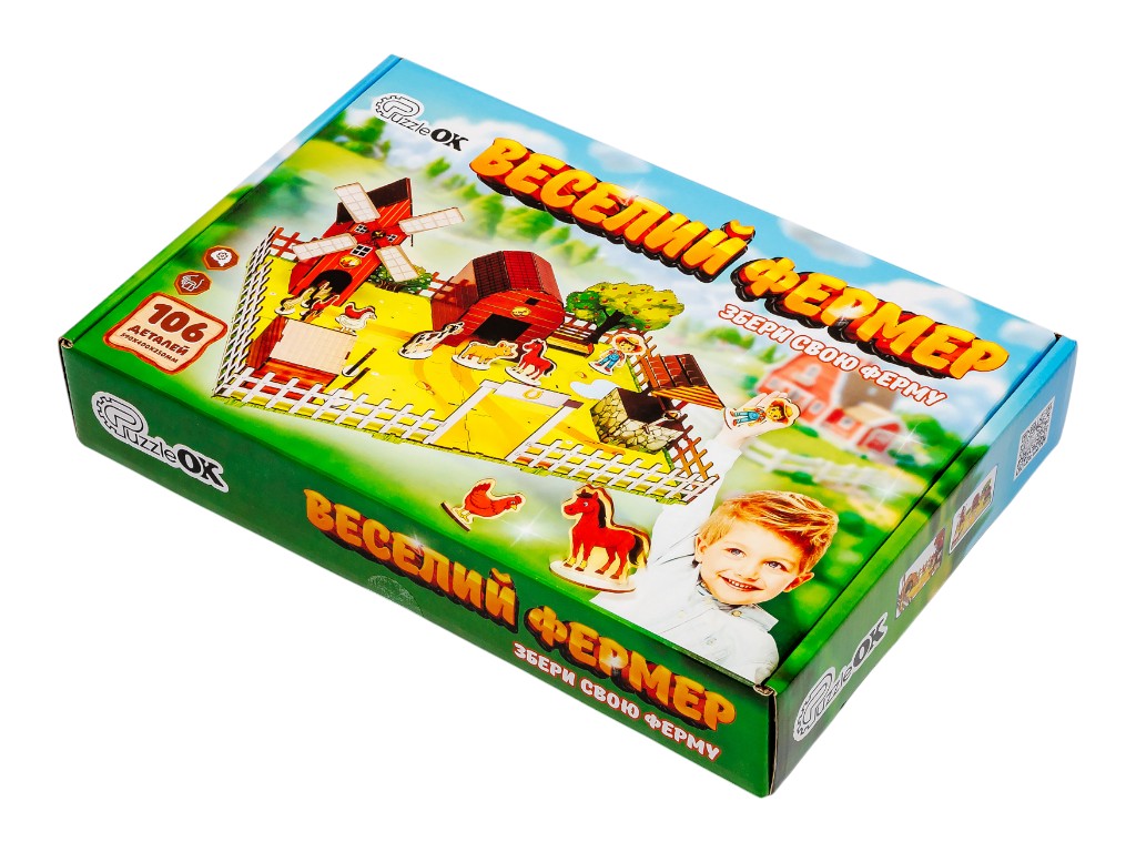 Деревянный конструктор «Веселый фермер», PuzzleOk Puz-00957