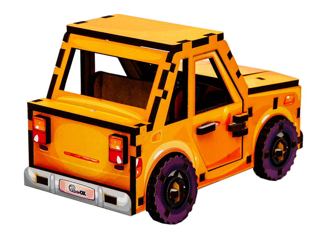 Деревянный 3D конструктор Turbo Car, PuzzleOk Puz-00958
