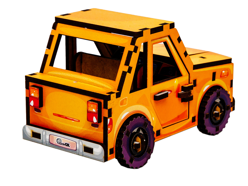 Деревянный 3D конструктор Turbo Car, PuzzleOk Puz-00958
