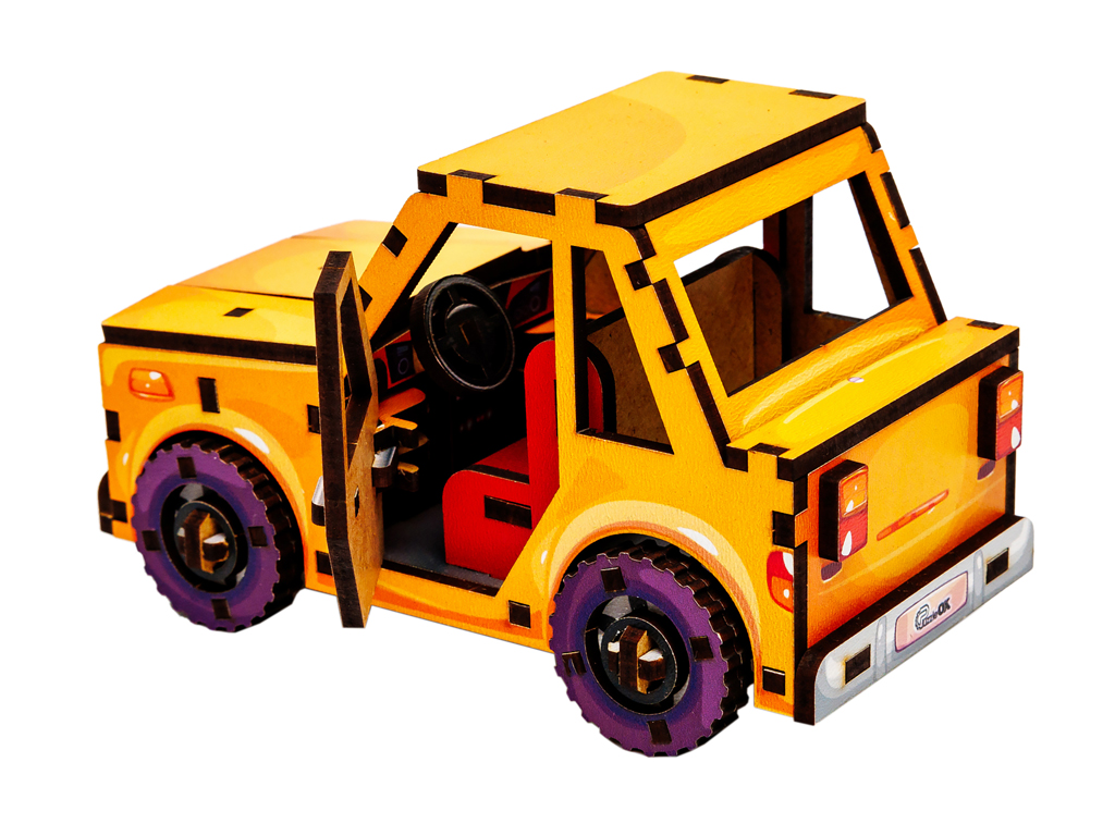 Деревянный 3D конструктор Turbo Car, PuzzleOk Puz-00958